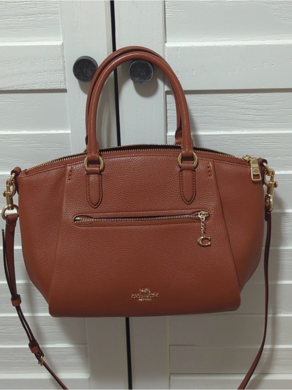 Coach Elise Satchel in Saddle Brown